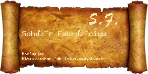 Sohár Fabrícius névjegykártya